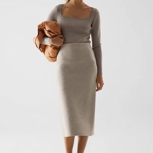 COS Boiled Wool Pencil Skirt ivory